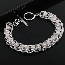 925 Silver Plated Exquisite Wheel Chain Bracelet For Women Wedding Party Fashion Charm Jewelry - Silver - View 2