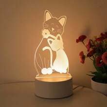 1 chiếc đèn ngủ LED hình mèo ôm 3D hiện đại, chạy bằng nguồn USB, có công tắc điều khiển, thích hợp cho phòng ngủ, văn phòng và nhiều loại phòng khác - Đèn quà tặng sáng tạo - Màu vàng - Xem 11