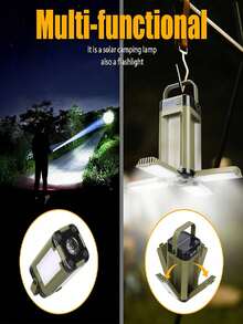 Multifunctional Foldable Solar Camping Lantern Flashlight With Power Bank Function, Waterproof Portable Tent Light For Camping Hiking, 4 Brightness Levels With Handle, Rechargeable Emergency Lighting - Solar Camping Lights - View 7