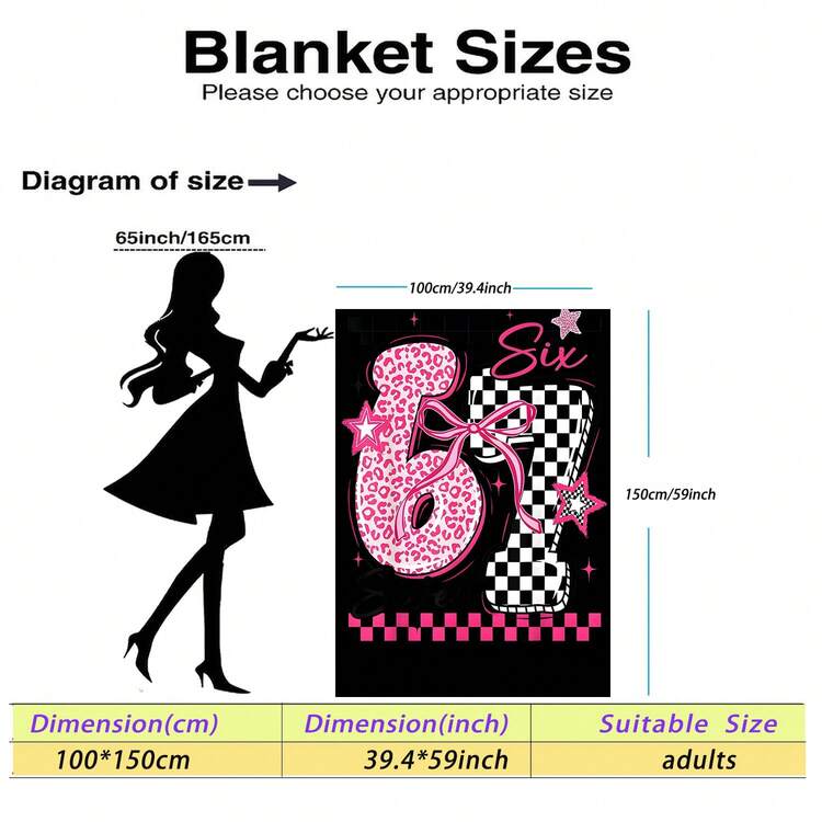 1pc Black Base Cat Checkerboard Patchwork Creative Numeric Print 67 Flannel Blanket - Soft & Comfortable, Suitable For Travel, Camping, Sofa, Bedding - 67 Numeric Print, All Season Cozy Bedding Accessory, Versatile Design - 280gsm - Multicolor - View 16