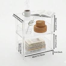 1件装优质透明亚克力边桌，双层小型边桌，适用于沙发和床边，简约现代美学客厅家具 - 方形 - 查看 10