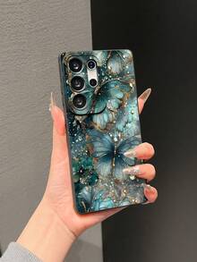 1个时尚绿色蝴蝶花朵图案防摔防滑黑色软磨砂硅胶保护壳，带摄像头开孔，适用于三星Galaxy S26ULTRA、S26PLUS、S25ULTRA、S24ULTRA、S23、S23FE、A57、A17、A07、A16、A05S、A56、17promax、16promax、15promax、14、13promax、12mini、11、11promax、7/8plus、Xsmax - 黑色 - 查看 8