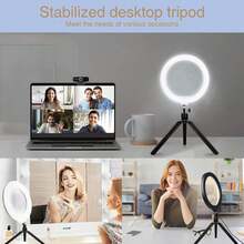 10-Inch Selfie Ring Light, Tabletop Lighting For Live Streaming, Photography, Makeup, Dimmable Circular Soft Light With Phone Holder - Black - View 7