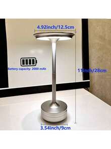 Modern Dimmable Touch Desk Lamp, 3 Color Temperatures, Metallic Texture, Portable Wireless Aluminum Night Light, Adjustable Lighting, Rechargeable Lithium Battery, Suitable For Home, Office, Bar Decoration - UFO Table Lamp - View 10