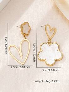 1 Pair Exaggerated Hollow Heart & Clover Asymmetric Earrings - Multicolor - View 2