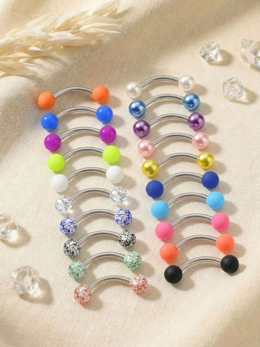 5PCS 16G Titanium Alloy Eyebrow Piercing Rings,Eyebrow Studs Clear Ball Curved Barbell Helix Daith Piercing Body Jewelry For Women Men - Silver - View 1