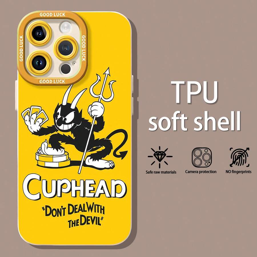 Personaje diablo negro en amarillo.funda de teléfono Fundas compatibles con ,Apple,VIVO,OPPO,,, y Honor.Fabricadas en silicona TPU,ofrecen protección contra golpes y caídas. - Blanco - Ver 1
