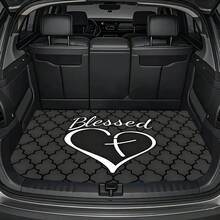 1PC, Non-Slip Stylish Car Trunk Mat,  Heart Cross Blessing Pattern Design - Durable Polyester Material, Keeps The Trunk Dry And Tidy, Adds A Sense Of Warm Faith And Positive Energy To Your Car, Car Trunk Protective Mat, Perfect For Storage And Decoration - 均碼 - 查看 4