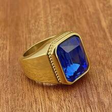 1枚不锈钢戒指，镶嵌矩形立方氧化锆石 - 4颗彩色玻璃石，简约时尚配饰，送给妈妈、朋友、同事的绝佳礼物 - 戒指 - 查看 20