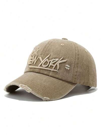 1pc Men's Solid Color Letter Print Baseball Cap, Casual Spring Autumn Travel Beach Street Sun Hat, Adjustable Breathable Leisure Cap Suitable For Daily Outing, Outdoor Holiday, Sun Protection