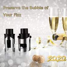 Reusable Champagne Stopper Vacuum Pump Preserver, Suitable For Champagne, Prosecco, Cava, Black - Multicolor - View 4