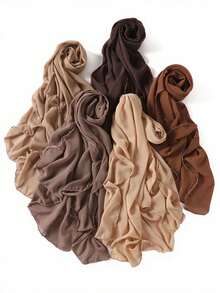 1pc Women's Chiffon Metal Chain Edged Long Scarf Hijab - Multicolor - View 4