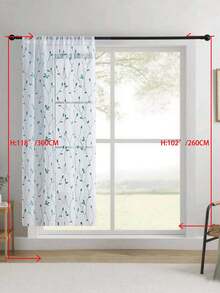 1件刺绣薄纱窗帘，花卉图案，带杆袋，防紫外线，透气，涤纶面料，无衬里，适用于客厅、卧室、餐厅 - 藍色 - 查看 34