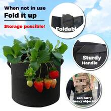 12 Gallon Grow Bags Pack Of 5 40x35cm Large Thickened Nonwoven Fabric Planter Heavy Duty Felt Pot For Vegetables Fruits & Patio Gardening - Black - View 7