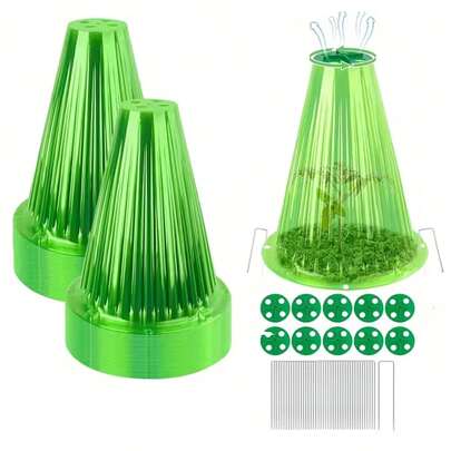 10/20 Pack Durable Plastic Plant Covers With Ground Nails And Plant Labels Transparent Seedling Protectors For Indoor And Outdoor Gardening, Protects From Birds And Frost, Promotes Healthy Growth, Easy To Install And Reusable