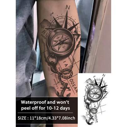 Tatuaje temporal de manga, pegatina de tatuaje de media manga personalizada con hierbas, tatuaje impermeable y de larga duración sin reflejo