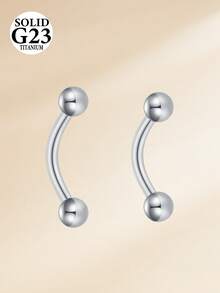 2件装 16G 钛合金弯杆眉钉耳骨钉 G23 耳廓钉肚脐钉唇钉身体穿刺饰品 8mm 10mm - 銀色 - 查看 10
