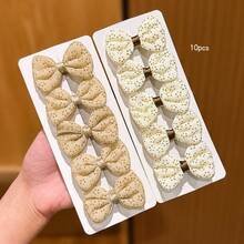10pcs Light Brown Bow Hair Clips, Sweet Style Hair Accessories Suitable For Daily Use - Multicolor - View 10