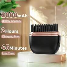 Mini Wireless Hair Straightening Brush, Suitable For Bangs, Portable Rechargeable USB Hair Straightener, Mini Hot Brush - Black - View 5