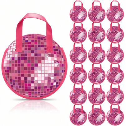 1/3/6pcs Shiny Disco Ball Pattern Non-Woven Fabric Gift Bags Tote Bags, 70s 80s Style For Ladies Party, Bachelorette Party, Birthday, Wedding, Suitable For Birthday, Wedding, Bachelorette Party, Halloween, Prom, Disco Theme Party