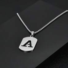 1件时尚简约不锈钢镂空26字母项链，嘻哈风格，奢华浪漫沉稳气质，休闲个性设计，百搭，适合任何场合 - 鋼色 - 查看 12