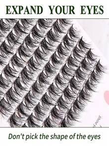 十排簇状 C 形卷曲 DIY 单根假睫毛，质地柔软自然，易于佩戴，可重复使用，适合日常睫毛妆容。 - 查看 3