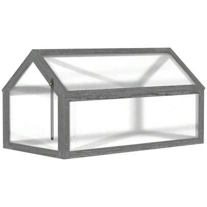 Cold Frame Garden Polycarbonate Greenhouse With Openable Top Cover Grow House For Flowers Vegetables Plants 90 X 52 X 50cm Grey