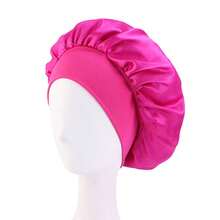 宽边高弹缎面睡帽，时尚女士缎面睡帽，缎面护发头巾 - A - 查看 9