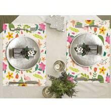 4/6pcs Spring & Summer Floral Butterfly Plant Linen Placemats, 30 X 45 Cm Seasonal Floral Decor Dining Mats, Suitable For Farmhouse Kitchen Dining Room - Multicolor - View 7
