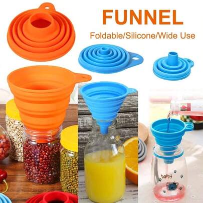1pc Mini Silicone Gel Foldable Collapsible Style Funnel Hopper Kitchen Tool
