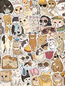 50 Stück süße Katzen Ästhetik Aufkleber, kawaii realistische Katzen Graffiti Aufkleber, lustige Haustier Aufkleber für Tagebuch, Kühlschrank, Schrank, Geldbeutel, Rucksack, Umschlag, Zeitschrift, Dekoration, Studenten Belohnung - Verschiedenfarbig - Übersicht 2