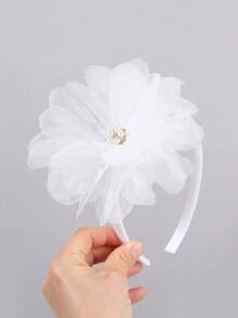 1 pièce Couronne de fleurs avec décoration de fleur d'hibiscus et de perle, coiffe élégante pour mariée, demoiselle d'honneur, mariage, anniversaire, convient aux adolescentes - Blanc - Voir 2