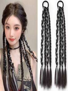 1件/2件装合成马尾辫接发,Y2K甜美酷女孩派对、节日辫子接发 - 拼色 - 查看 19