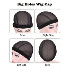 3 piezas Gorro de peluca negro Gorros de peluca de ganchillo Gorros de peluca de malla elástica Redes para el cabello antideslizantes Gorro para tejer y mantener pelucas - Ver 6