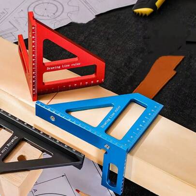 Multifunctional Woodworking Square Ruler & Protractor, Thick Aluminum Alloy Ruler With Scale For Woodworking
