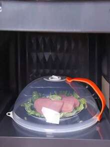 1pc Transparent Glass Microwave Splash Guard, Made Of Plastic, Essential Household Kitchen Item, Suitable For Placing Food, Pots, Bowls And Plates - Multicolor - View 3