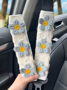 2件装针织花朵蓬松纹理汽车安全带套，防摩擦防滑肩垫 - 護肩 - 查看 12