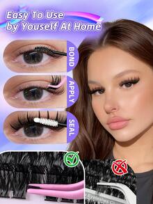 760pcs EIMNY Anime Style Eyelash Cluster Set - 4 Types Of Natural Soft, Thick Cartoon Style, Spiky Shape Options, D-Curl Plant Fiber Material, Reusable 3-5 Times, Includes 2-In-1 Adhesive And Professional Tweezers, Length 10-21mm, Suitable For Beginners And Hair Salons - Multicolor - View 9