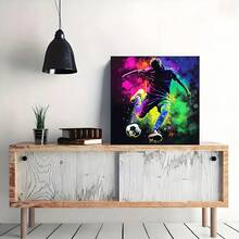 5D Diamond Painting Kit - Soccer Player | Round Diamond Art Set | Home Decor DIY Craft Kit | Living Room Bedroom Canvas Painting Set | Frameless Creative Gift - No Frame - View 1