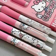 SANRIO 4支装卡通Hello Kitty中性笔套装盒，0.55mm黑色墨水签名笔，书写流畅，出墨均匀，握感舒适，适合学校办公用品、学习用品、学校必需品、文具用品、学习用品、完美的派对礼物、粉丝节日礼物。 - 彩色 - 查看 2