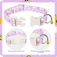 Adjustable Breathable Polyester Dog Collar, Purple Base With Yellow Bee & Daisy Print, Rust-Proof Metal Ring, Suitable For All Dogs - Mixed color - View 6
