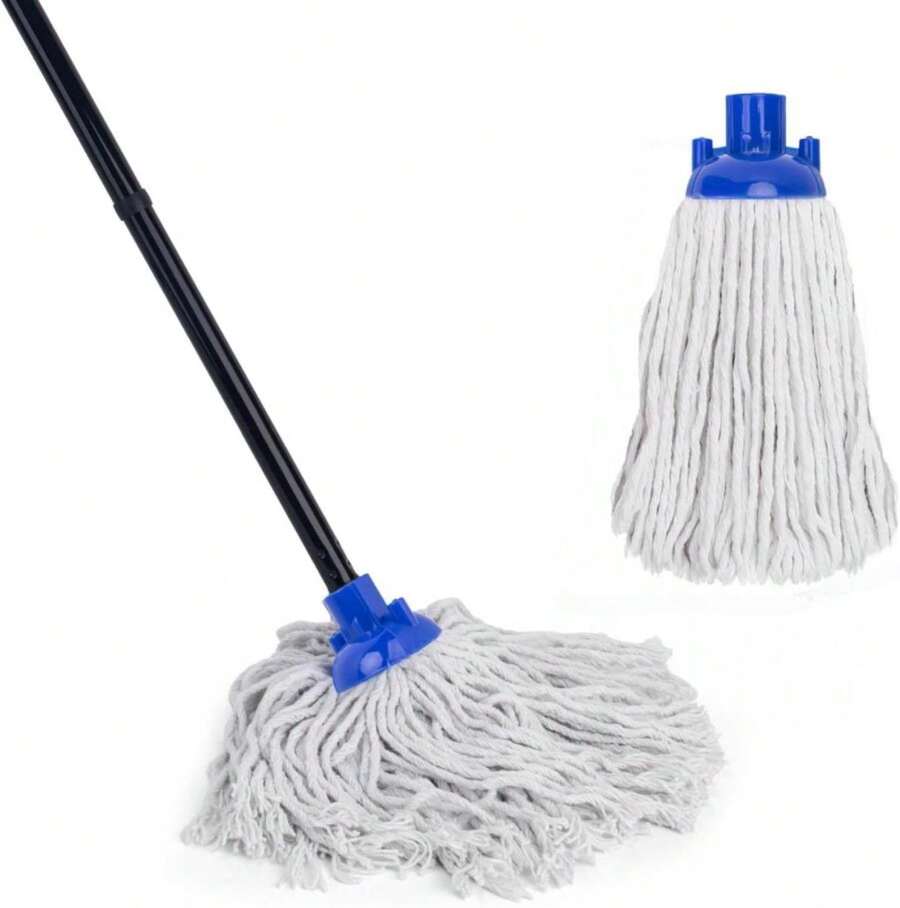 KeFanta Mop For Floor Cleaning,2 Pcs Cotton String Wet Mops Replacement Head Refill Compatible With Microfiber Cloth Mop &Amp; 08" Diameter Mops Handle(1 Handle &Amp; 2 Heads) - Màu A - Xem 1