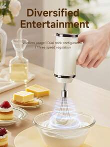 Wireless Handheld Electric Egg Beater, 5-Speed Variable Frequency Cream Mixer, Ultra-Quiet Baking Tool For Cake, Mousse, Whipped Cream - Rechargeable, Lightweight - Multicolor - View 8