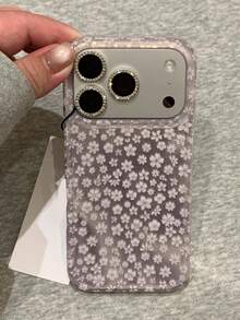 Sequins,Diamond Cute Shiny Pink Flower Phone Case Compatible With IPhone 17ProMax 17Pro 16 15 14 13 12 Pro Max 11, Adorable Spring Floral Anti-Drop Soft Shell - Pink - View 3