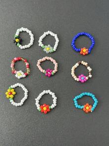 30 件/套波西米亚风格多色设计弹性花环,男女通用,完美的日常配饰和礼物 - 彩色 - 查看 14