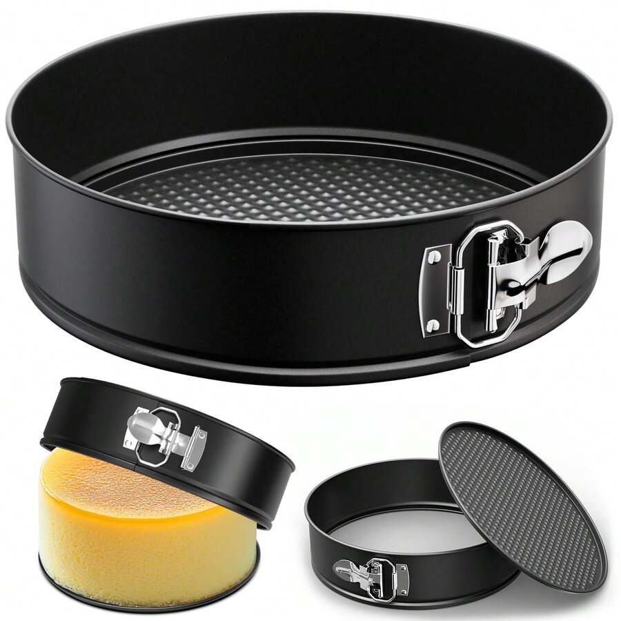 1pc Round & Heart Shaped Non-Stick Coated Cake Mold, Detachable Bottom Baking Mold, Detachable Lock Bottom Baking Cake Mold, Oven Accessory, Valentine's Day Gift, Baking Tool, Kitchen Gadget, Bakeware, Cake Container, Bread Box, Baking Supplies, Baking, Wedding, Kitchen, Party Supplies, Easter, Baking Equipment, Easter Gift