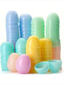 1/20pcs Plastic Easter Eggs, Soft Random Colors, Reusable & Shockproof, Suitable For Easter Egg Hunting, Crafts And Party Decorations, Essential For Easter Decor - Multicolor - View 1