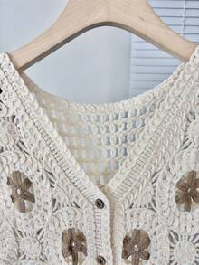 Lace Hollow Out Camisole Vest, Wide Strap Sleeveless Top For Women, Summer Outerwear, New Design Niche Style - Brown - View 5