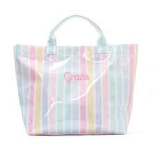 Girls Personalized Striped Tote Bag, Lightweight Large Capacity Portable Shoulder Carry Bag, Travel Beach Bag - Multicolor - View 17