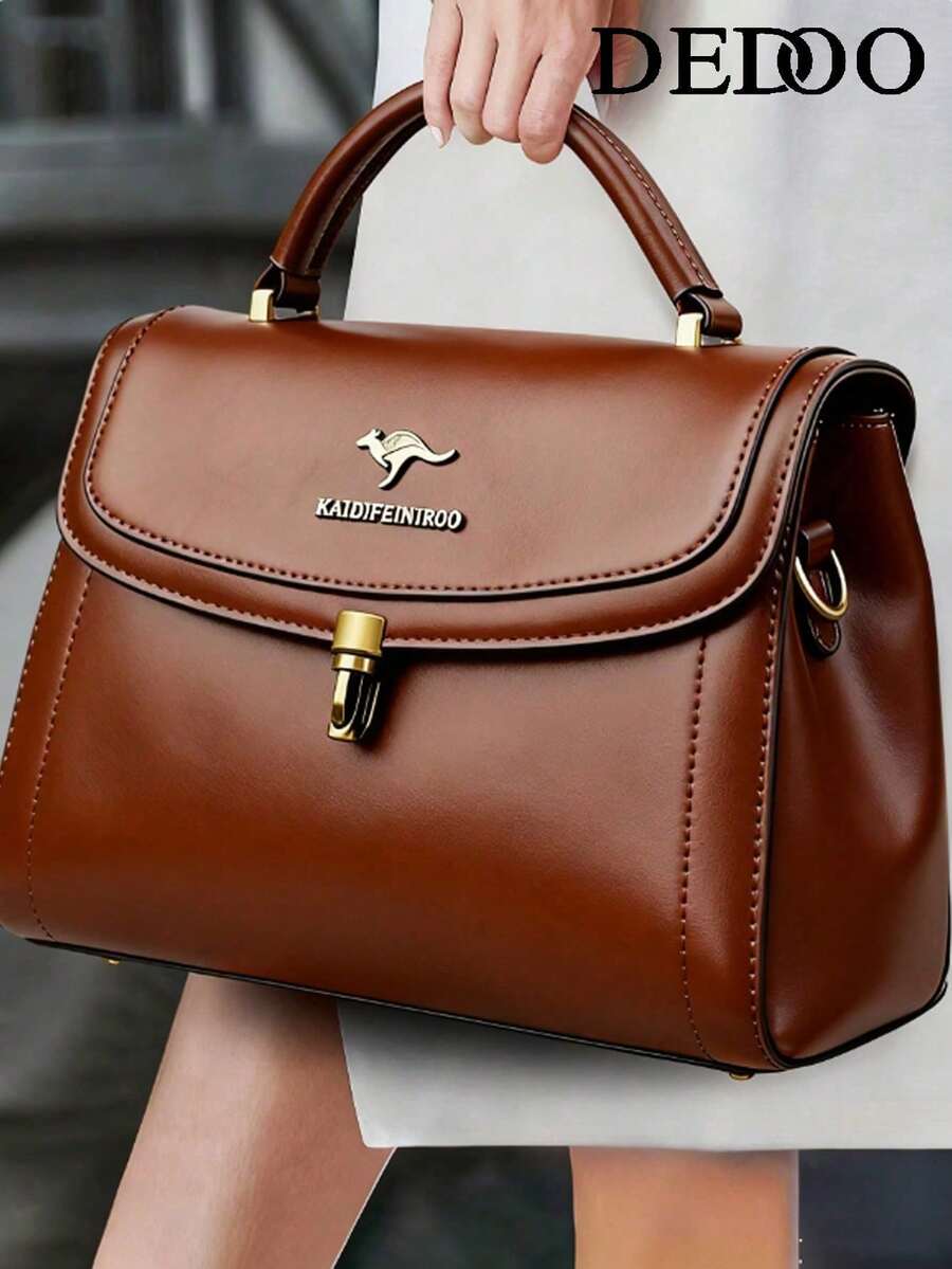 1pc 2025 Mother's Day Preferred High-Quality Luxury Handbag, Designer Messenger Bag, Large Capacity Tote Bag, Solid Color Leather Shoulder Bag